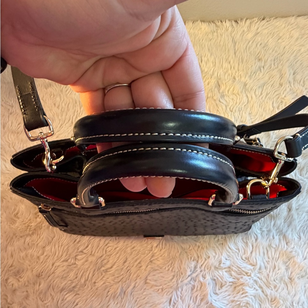 Dooney & Bourke Black Ostrich texture Leather Handbag - Picture 12 of 15